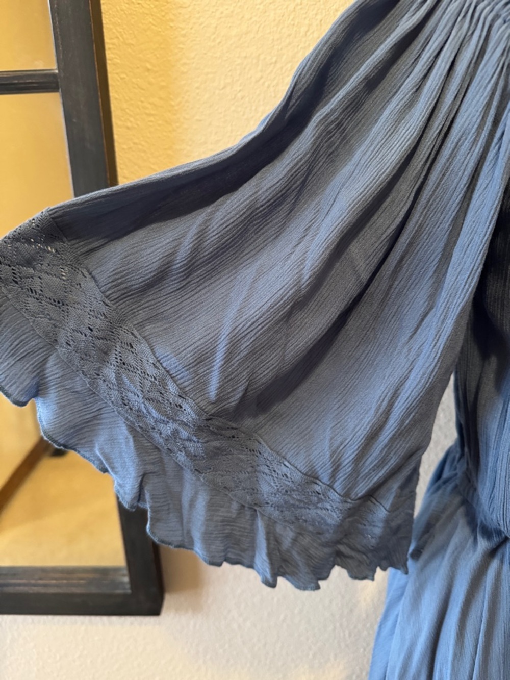Free People Dusty Blue Boho Ruffle Maxi Dress - Picture 3 of 6
